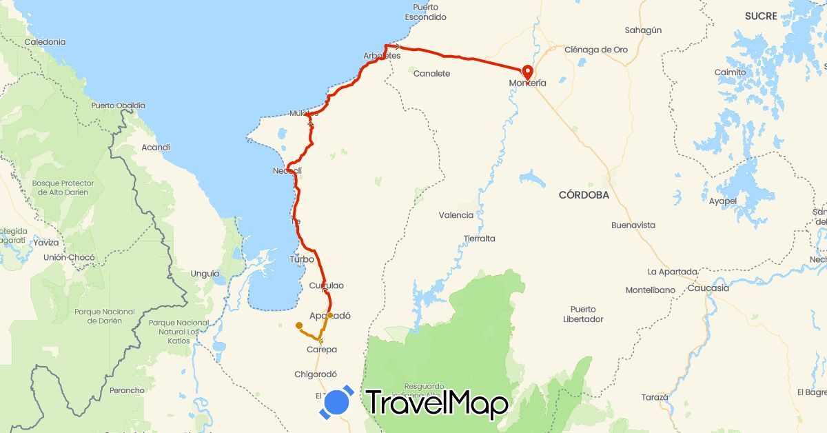 TravelMap itinerary: driving, ambulance, unknown in Colombia (South America)